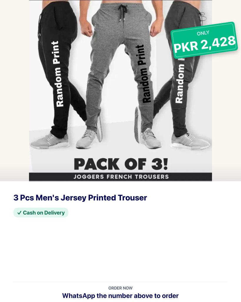 3 Pcs Men's Printed Trouser